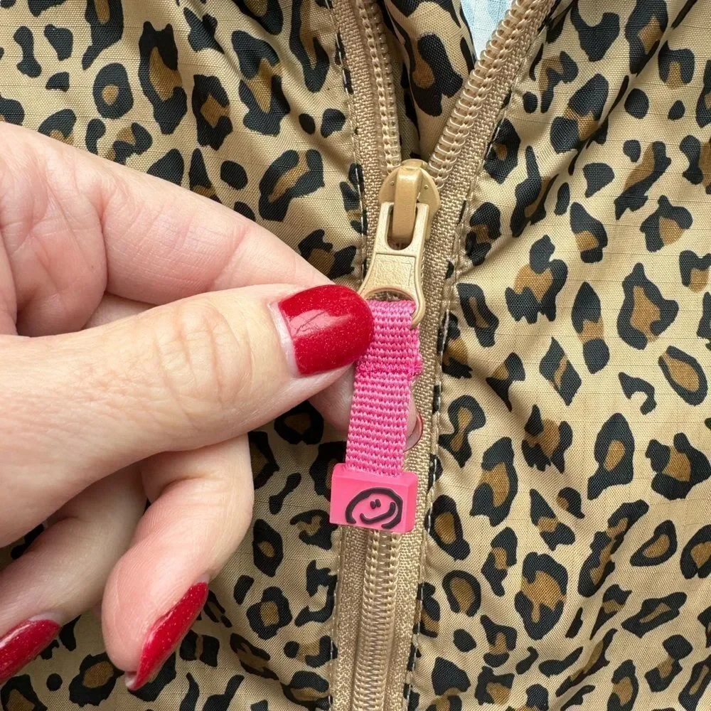 Children’s Place Rain Jacket Windbreaker Girl XL Animal Print Hooded Quarter Zip
